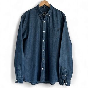 Frank & Oak Clark Dark Denim Blue Casual Button Down Shirt